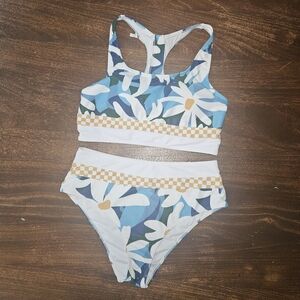 Size L Unbranded Sporty Floral Print Racerback High-Waist Bikini Set